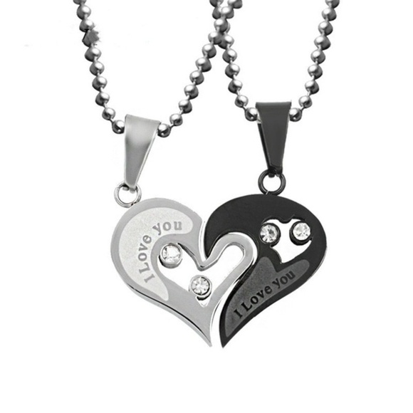 2Pcs Stainless Steel Ying Yang Heart Necklaces - Picture 3 of 4